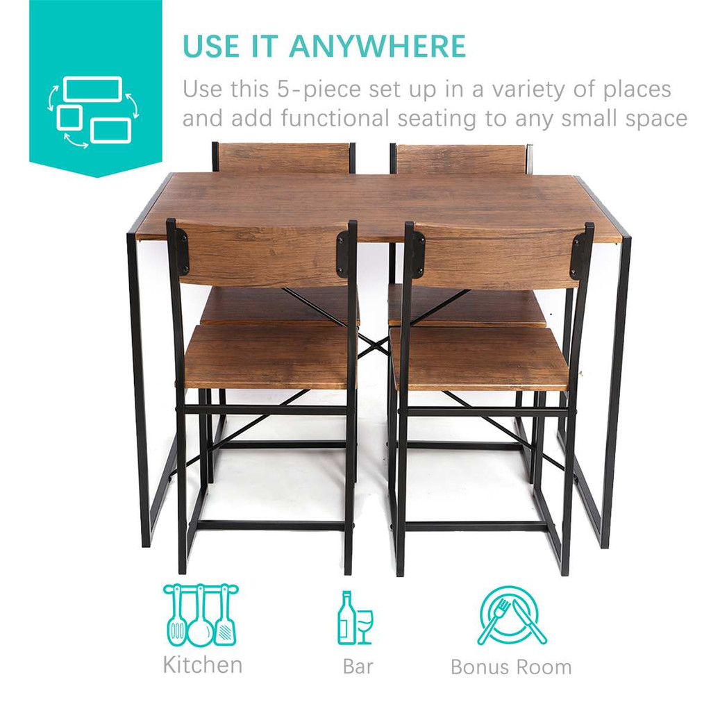 Dining set with 4 chairs and 1 table shown in kitchen layout